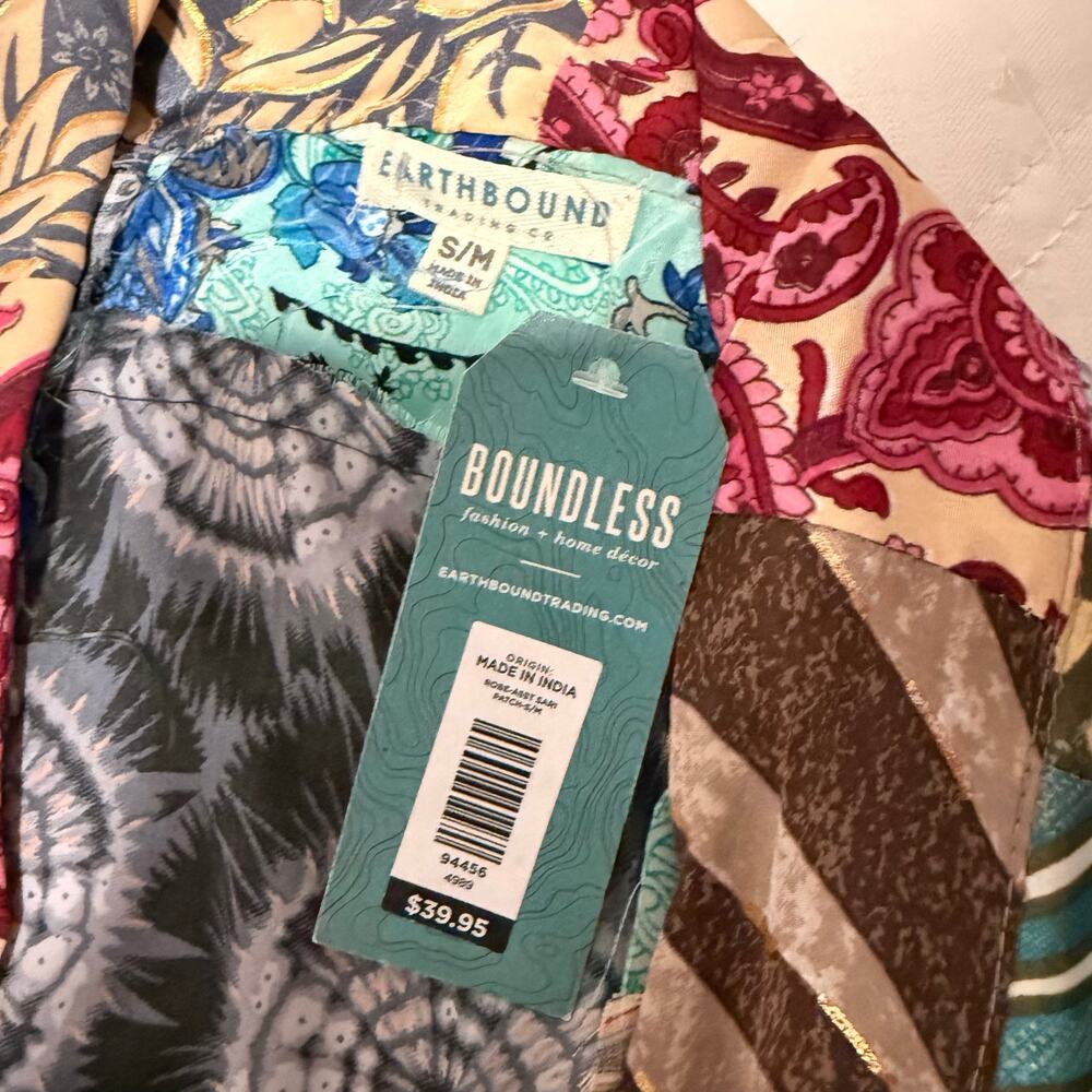 NWT- Earthbound Multi-Patterned Patchwork Kimono Robe - Picture 2 of 8